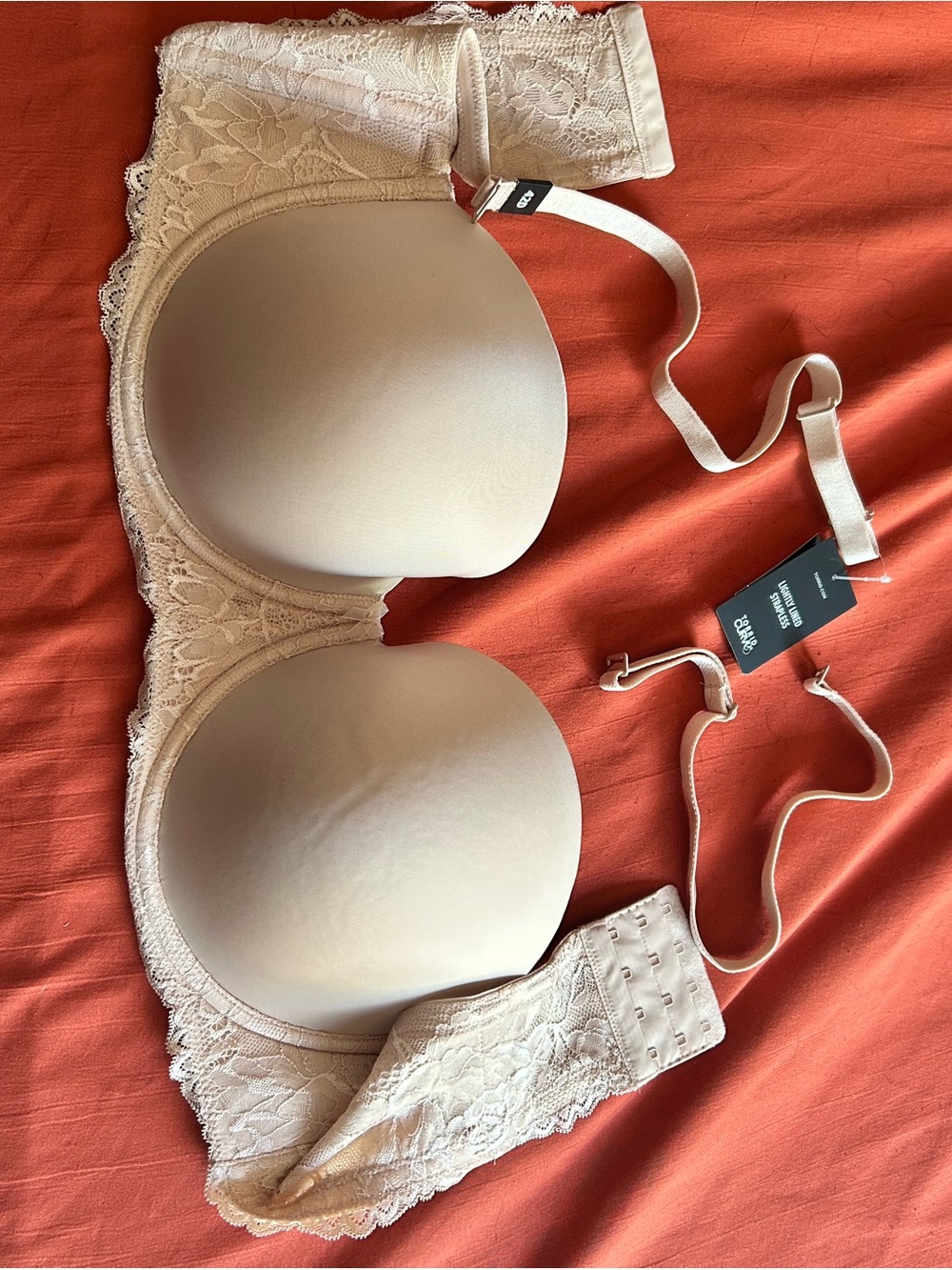 torrid Lace Detail T-Shirt Bra in Light Beige with detachable straps